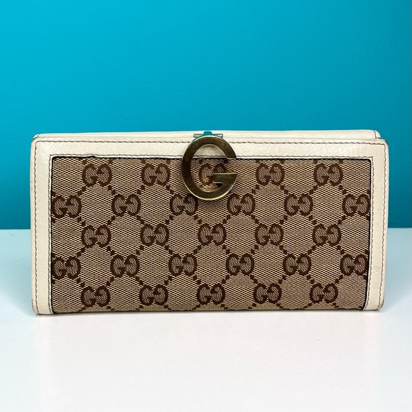 Gucci GG Monogram Cream Canvas & Leather Bifold Long Wallet - Picture 9 of 16